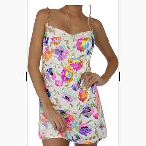 Colorful Sequin Dress with Floral Design